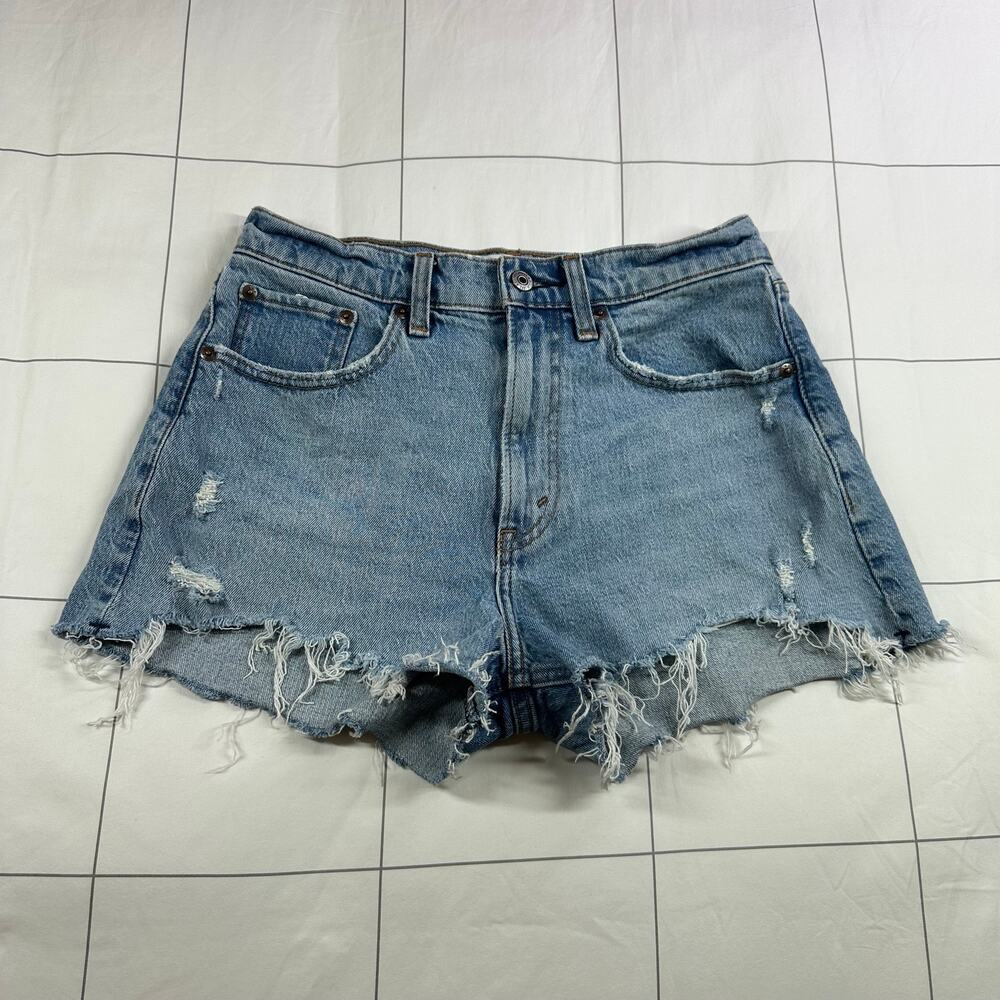 Abercrombie & Fitch Shorts Womens 26 Blue Curve Love Mom High Rise Denim Cut Off